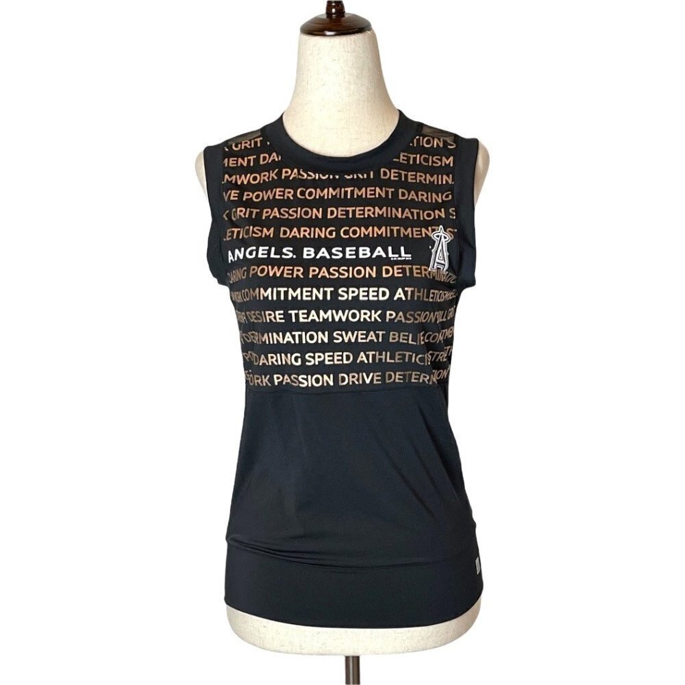 Touch By Alyssa Milano Active Black Sleeveless Angels Baseball Tank Top Size S